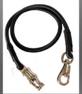 48" black bungee cross tie with quick release panic snap and heavy duty bull snap.