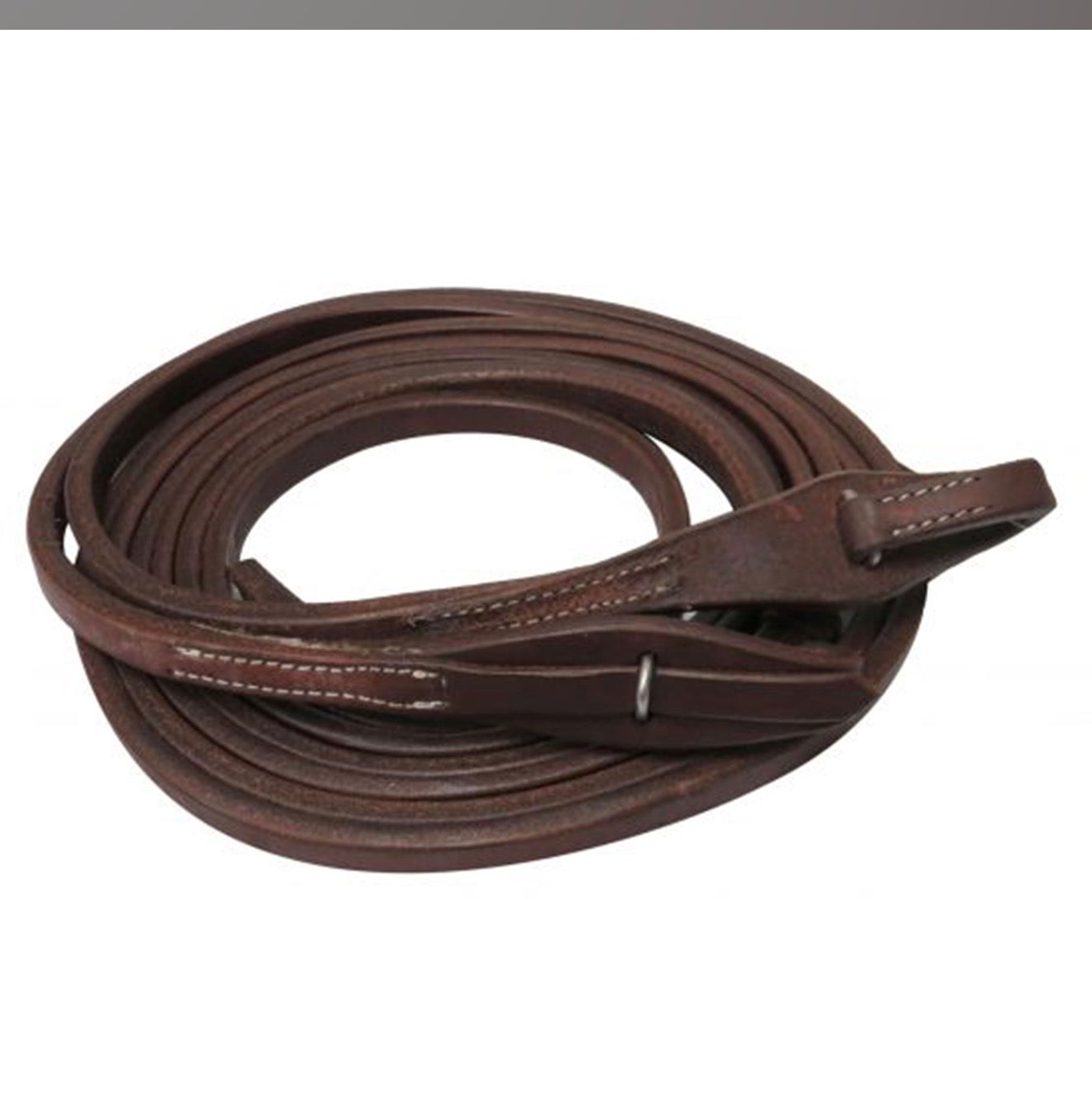 8ft X 5/8" Oiled harness leather split reins with quick change bit loops.