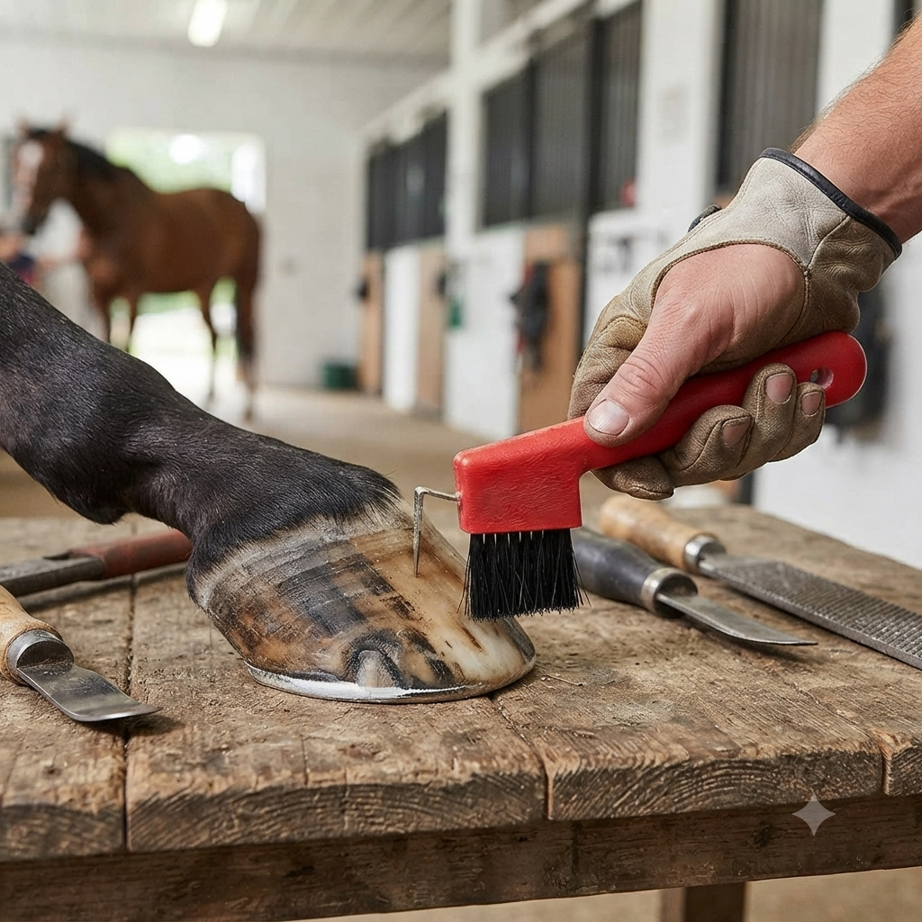 Rubber Horse Hoof Pick & Stiff Brush Grooming Tool Assorted Colors
